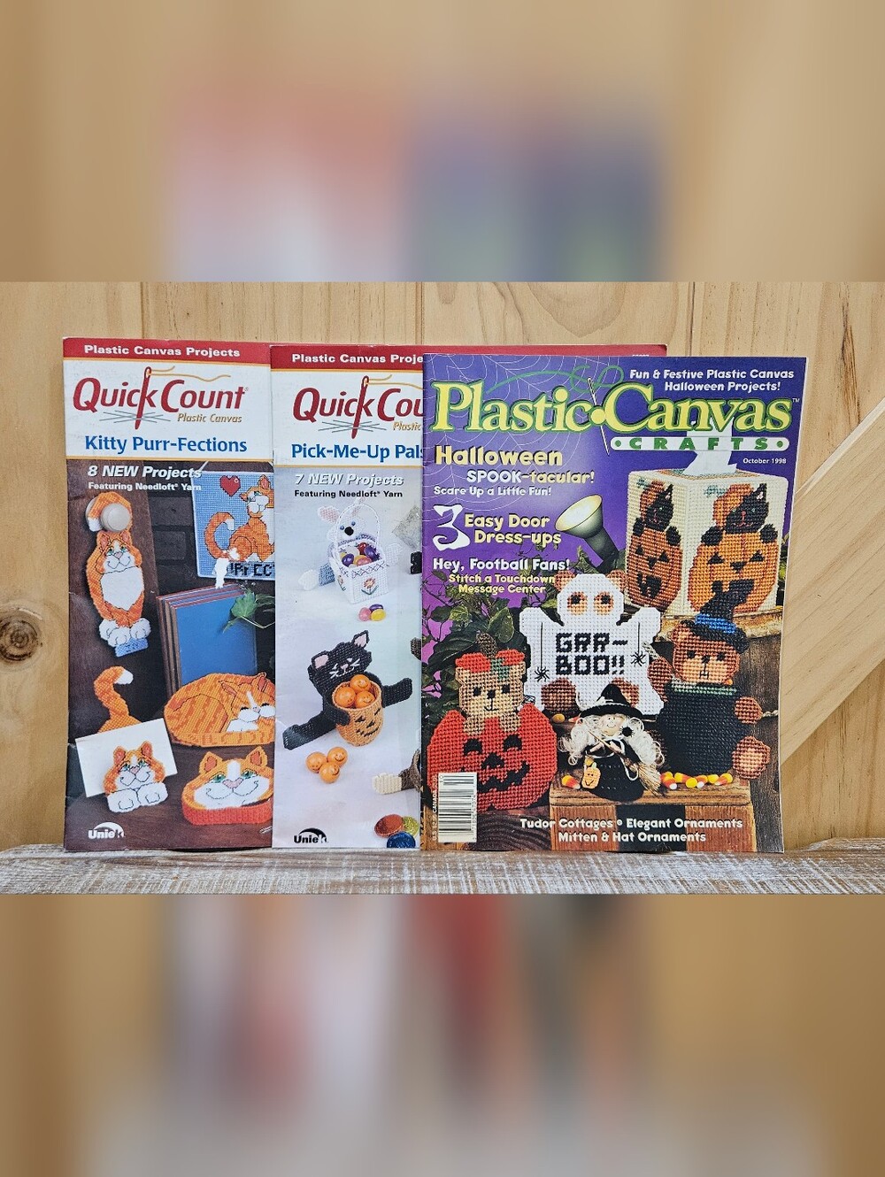 Vintage | Set Of 3 Plastic Canvas Craft Books